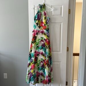 Eliza J Print Chiffon Halter Maxi Dress, Size 6